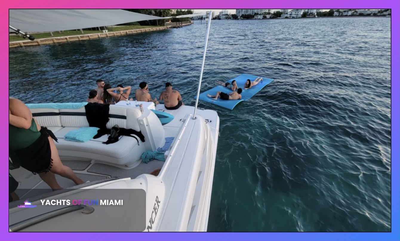 Sunset view from luxury yacht deck during Miami private charter experience